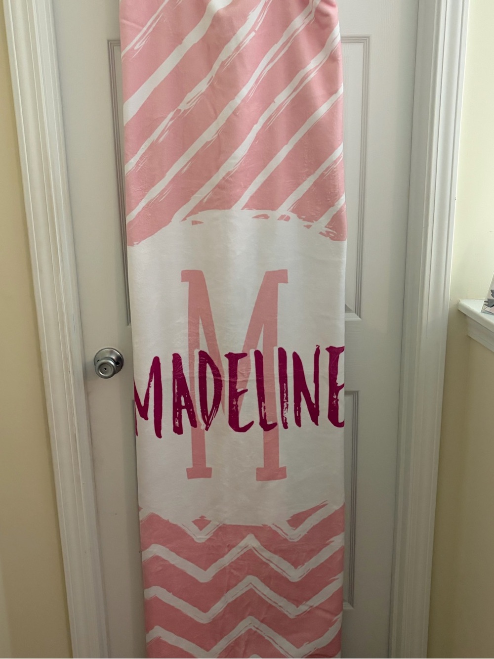 XXXL Personalized Pink “Madeline” Towel or Beach Blanket w/Matching Tote